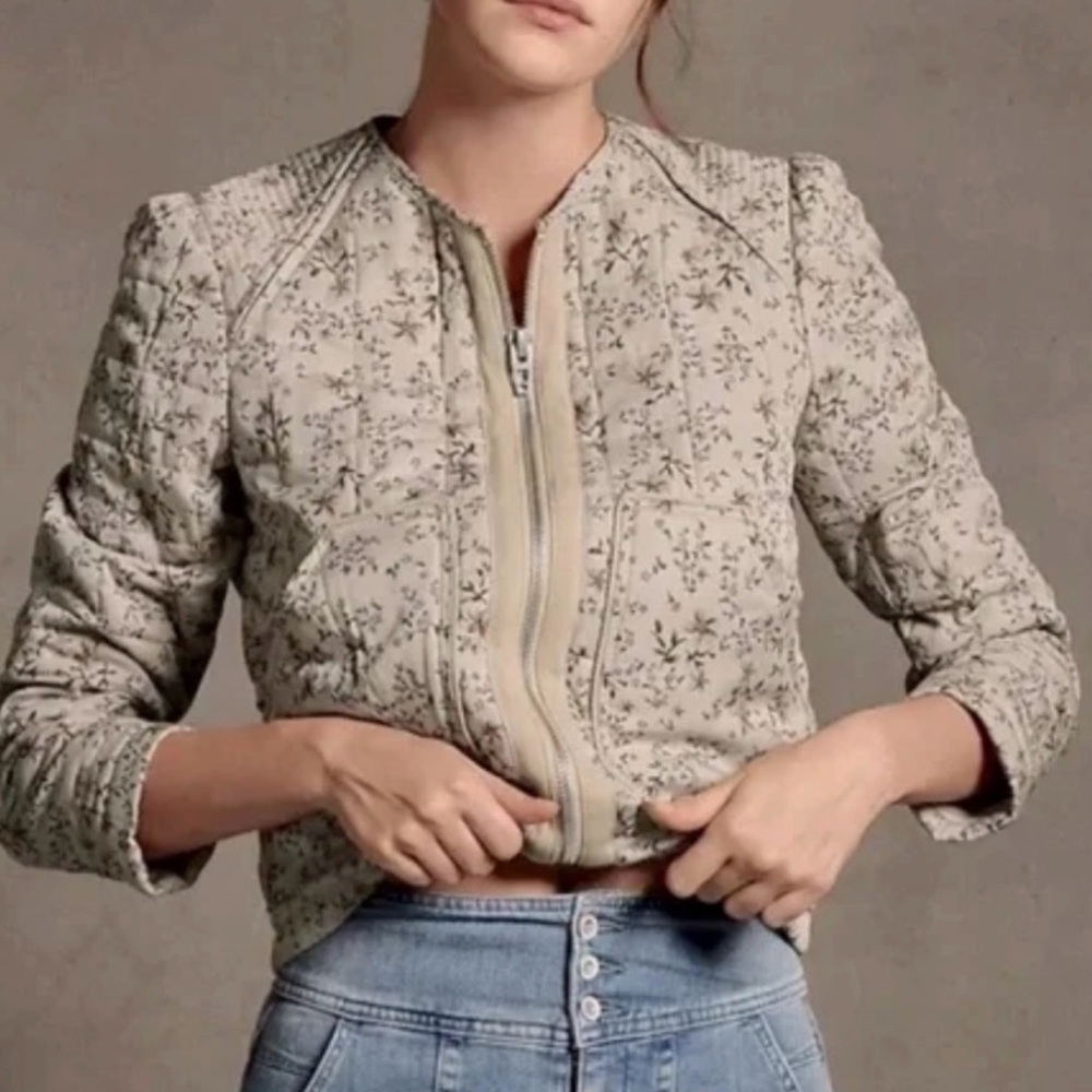 Blank NYC Quilted Floral ZipUp Jacket